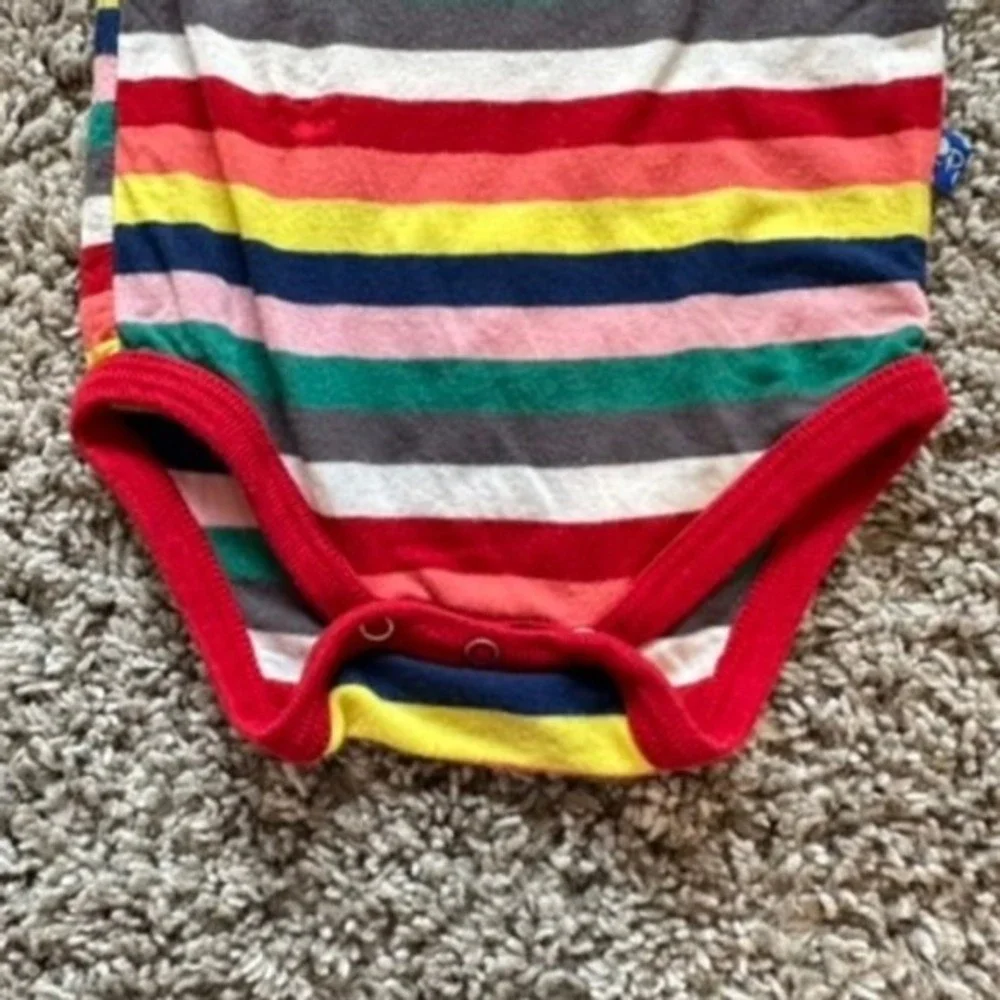 KicKee Pants Bamboo 6-12 Months‎ Striped Ruffle Trim Long Sleeve Baby Bodysuit